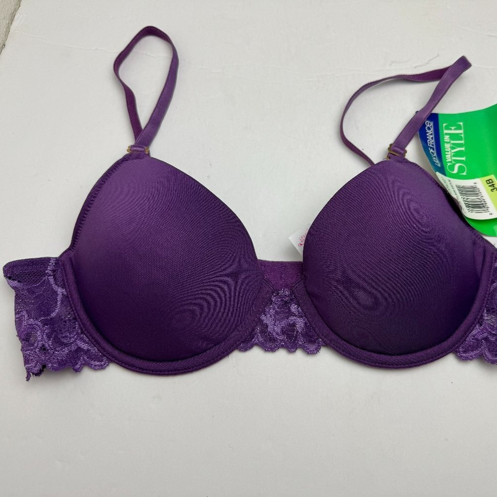 Lily of France Lace Bra Size 34B Purple